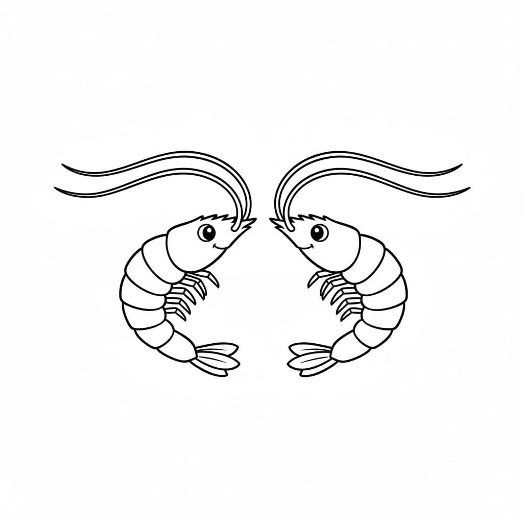 Due gamberetti da colorare