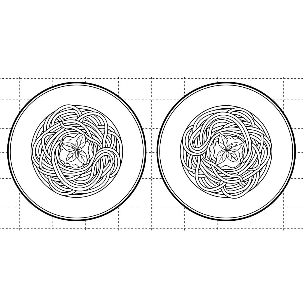 Due piatti di spaghetti da colorare