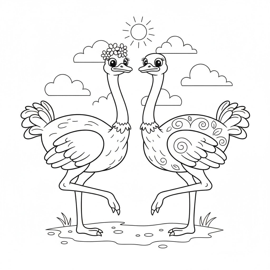 Due struzzi da colorare