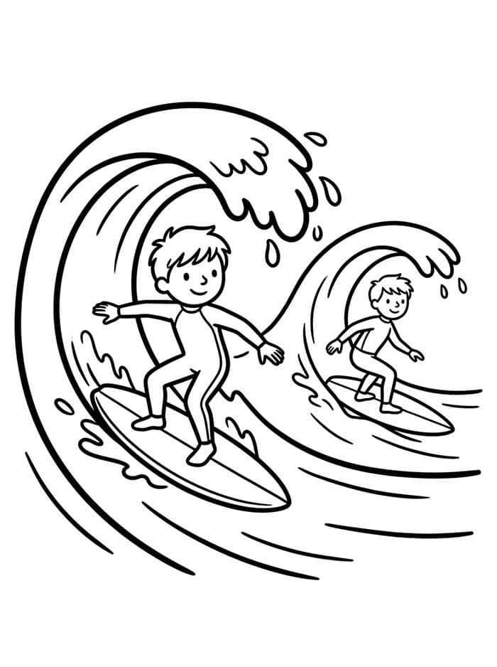 Due surfisti da colorare