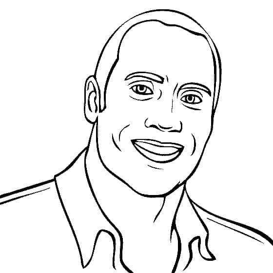 Dwayne Johnson sorridente da colorare