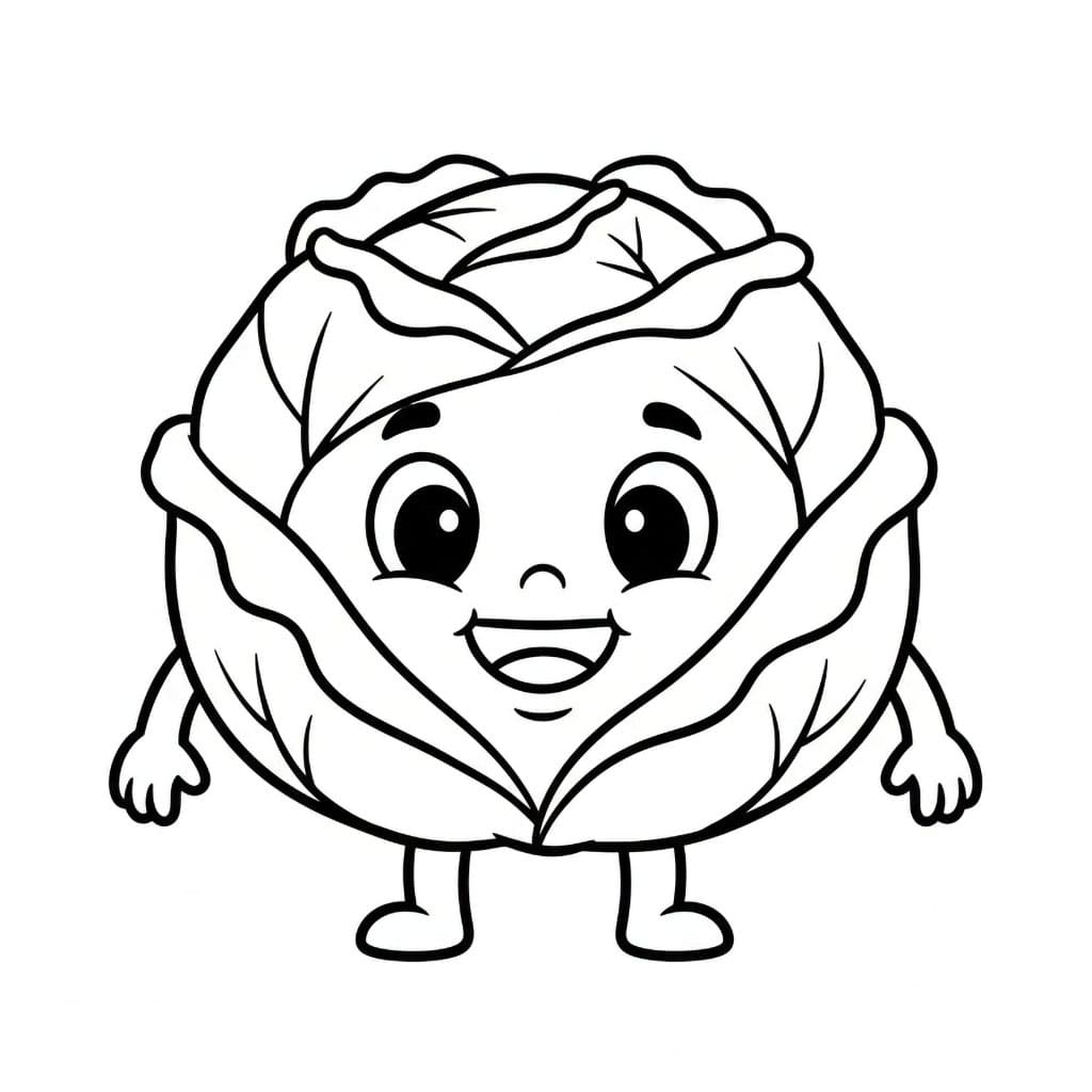 Faccina carina di cavolo da colorare