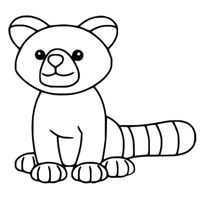 Facile rosso panda da colorare