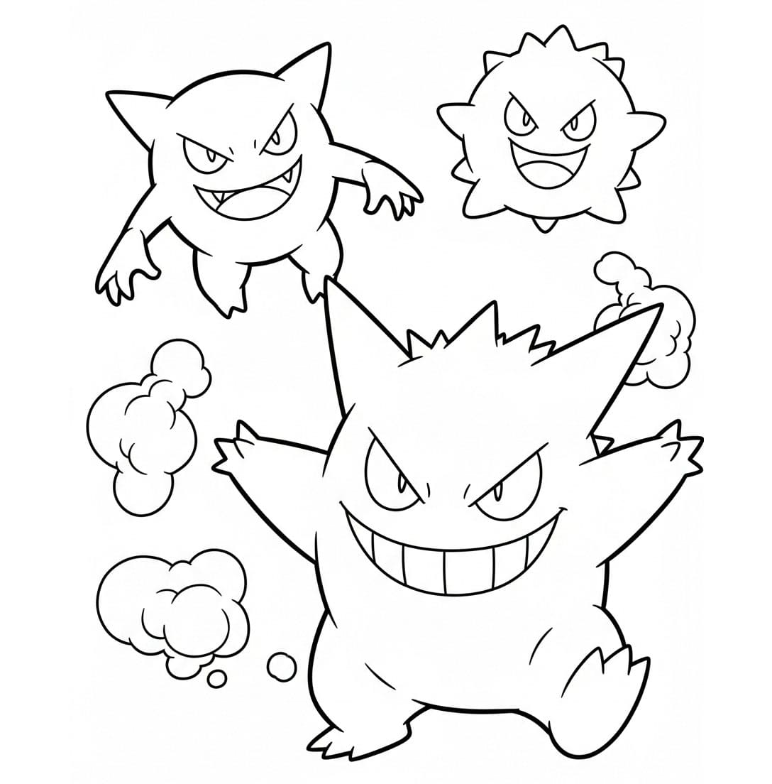Famiglia Gengar da colorare