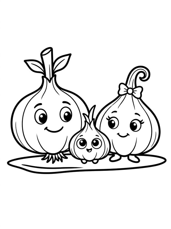 Famiglia di Aglio da colorare