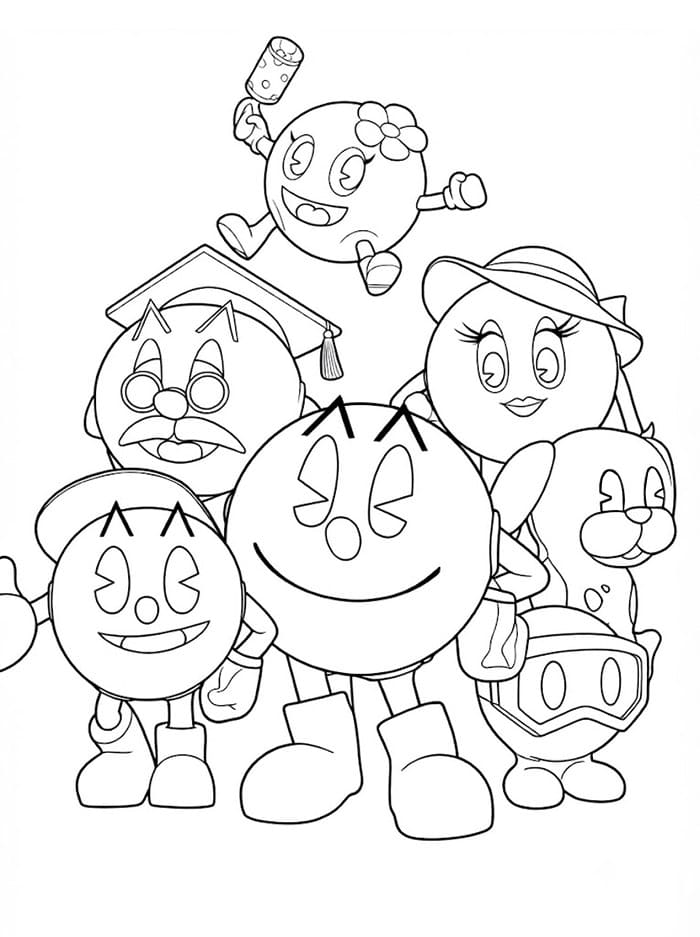 Famiglia di Pac Man da colorare