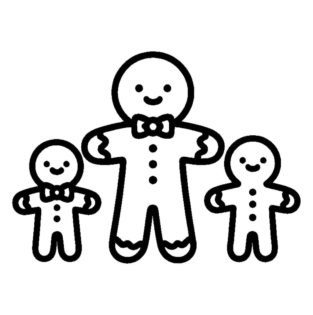 Famiglia di omini di pan di zenzero da colorare