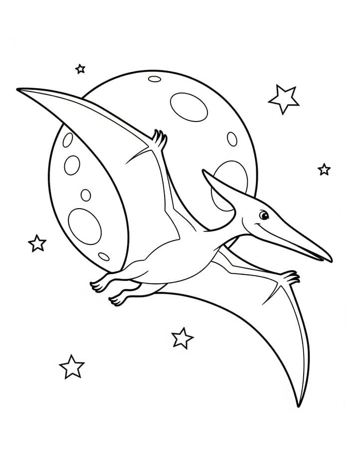 Famiglia di pterodattili in fuga da colorare