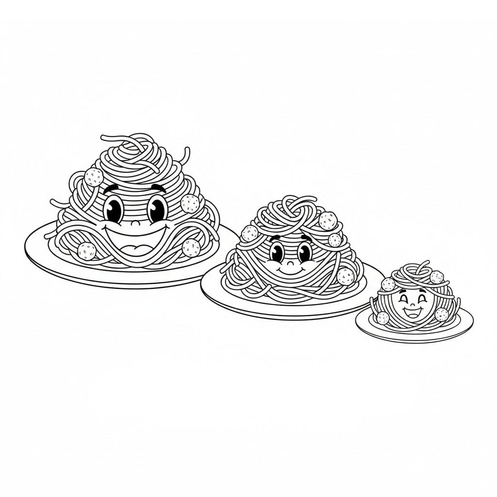 Famiglia di spaghetti da colorare