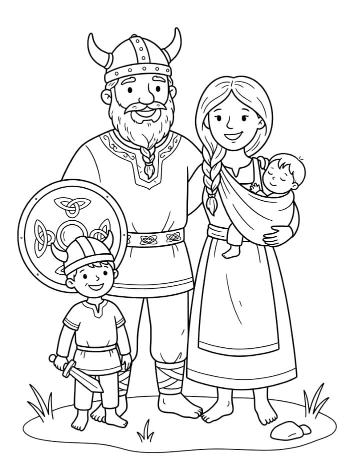 Famiglia vichinga da colorare