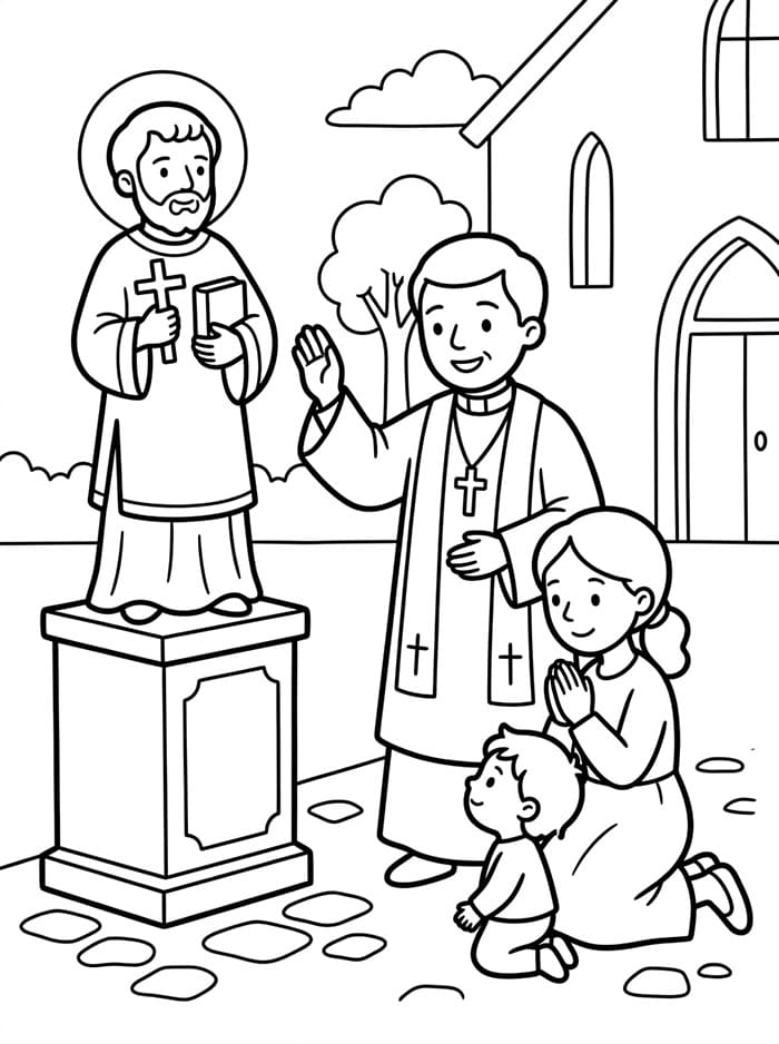 Famiglia vicino a Santo Stefano da colorare