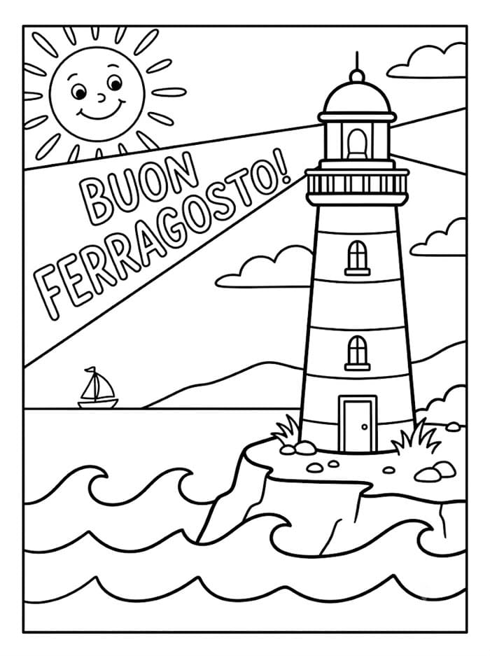 Faro di Ferragosto da colorare