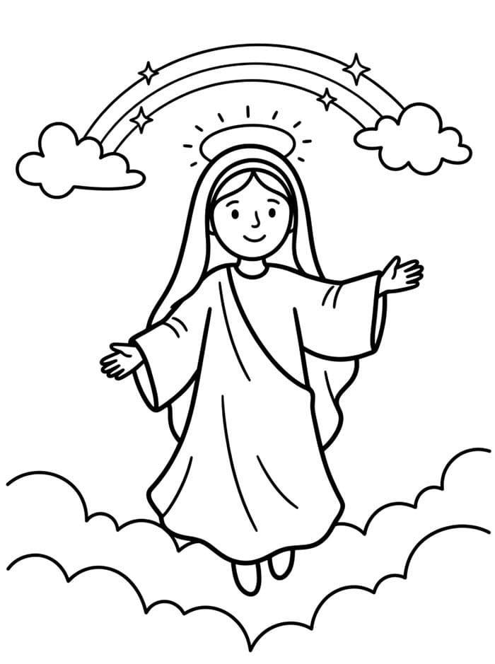 Felice Assunzione di Maria da colorare