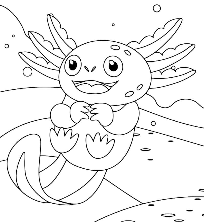 Felice axolotl da colorare