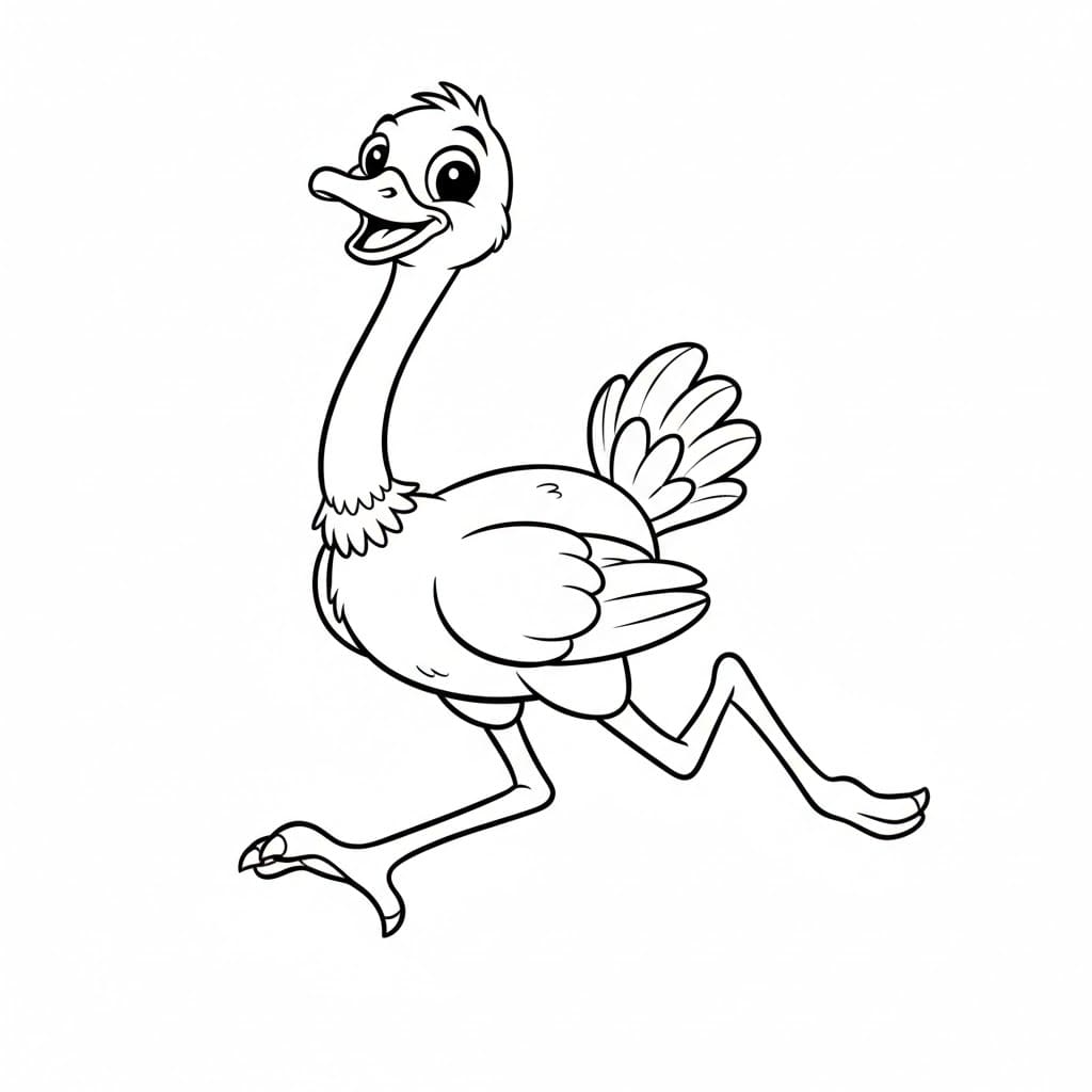 Felice danza dello struzzo da colorare