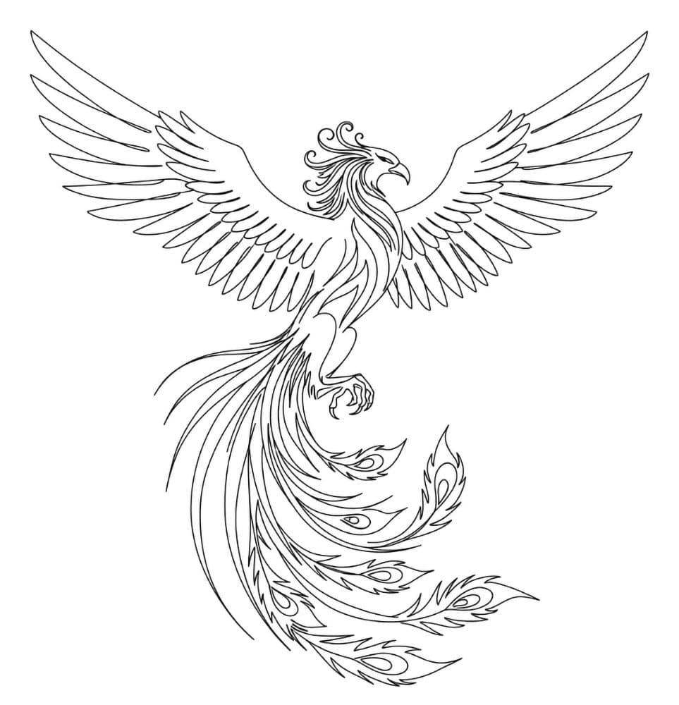 Fenice che danza da colorare