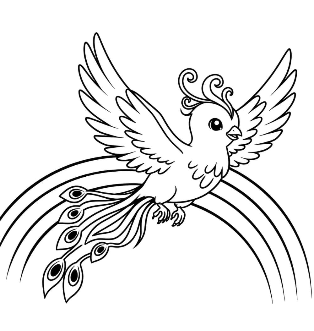 Fenice dell'arcobaleno da colorare