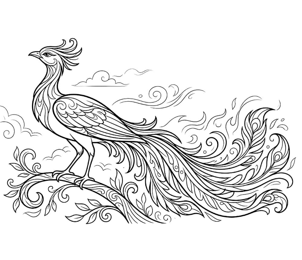 Fenice elegante da colorare