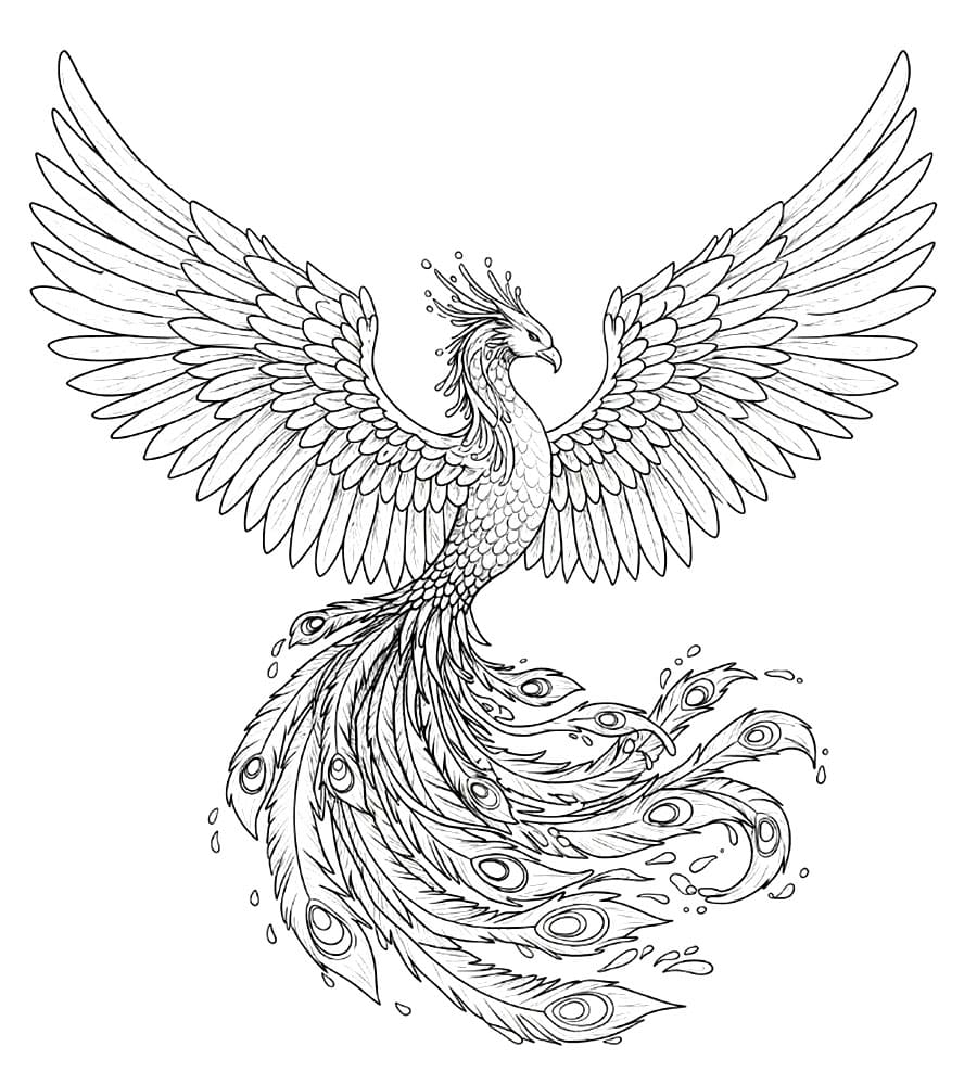 Fenice orgogliosa da colorare