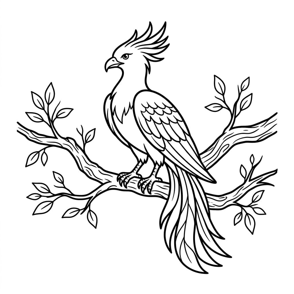 Fenice sul ramo da colorare