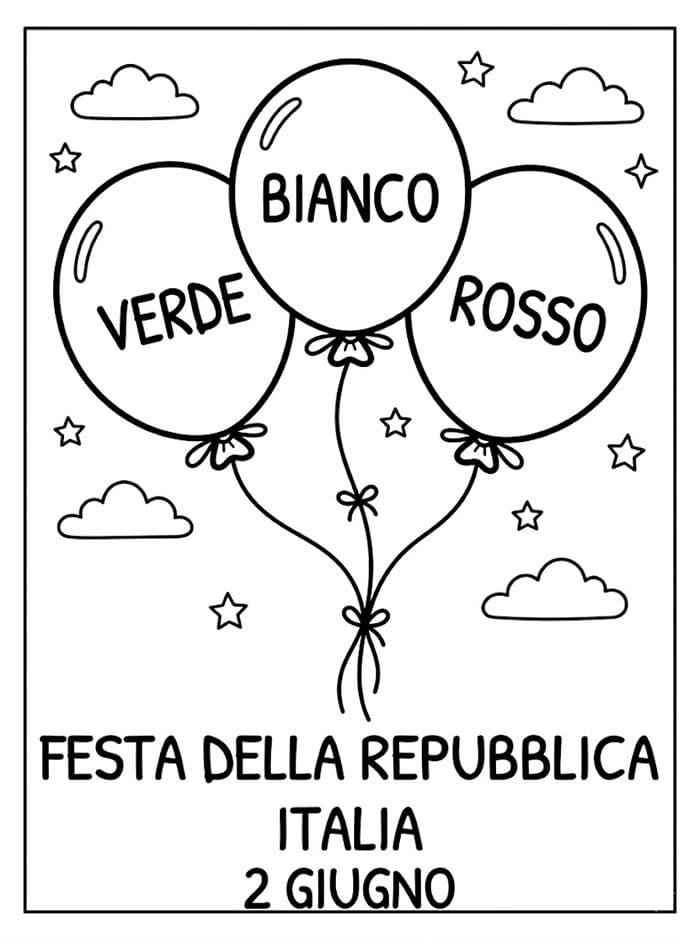 Festa della I palloncini della Repubblica da colorare