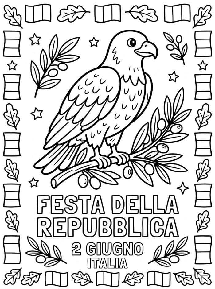 Festa della Repubblica Aquila da colorare