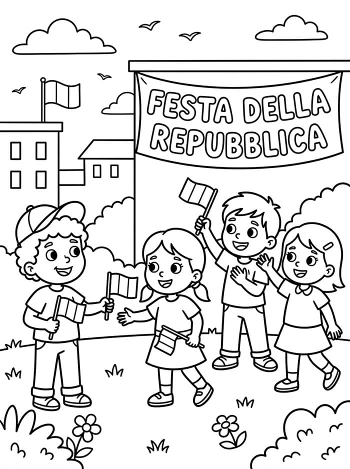 Festa della Repubblica Bambini in condivisione da colorare