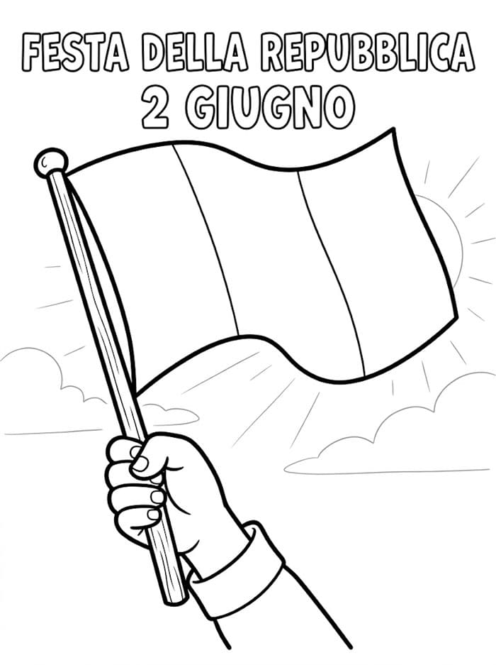 Festa della Repubblica Bandiera Alzata da colorare