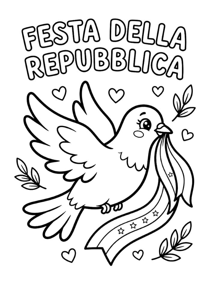 Festa della Repubblica Colomba della Pace da colorare