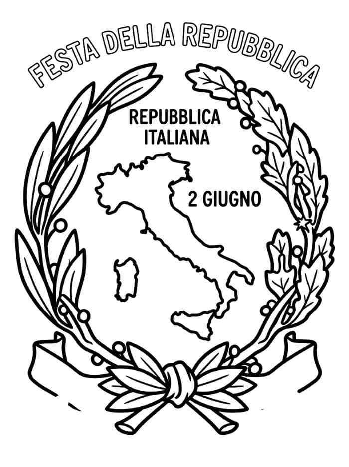 Festa della Repubblica Corona d'alloro da colorare
