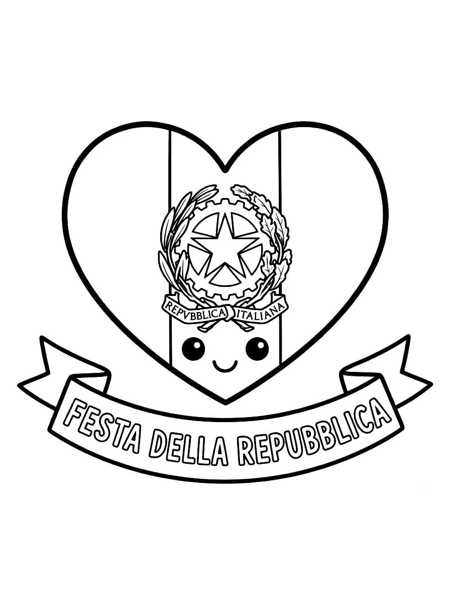 Festa della Repubblica Cuore libero da colorare
