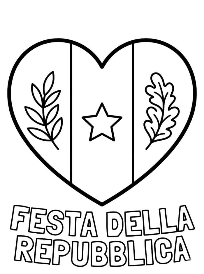 Festa della Repubblica Cuore da colorare
