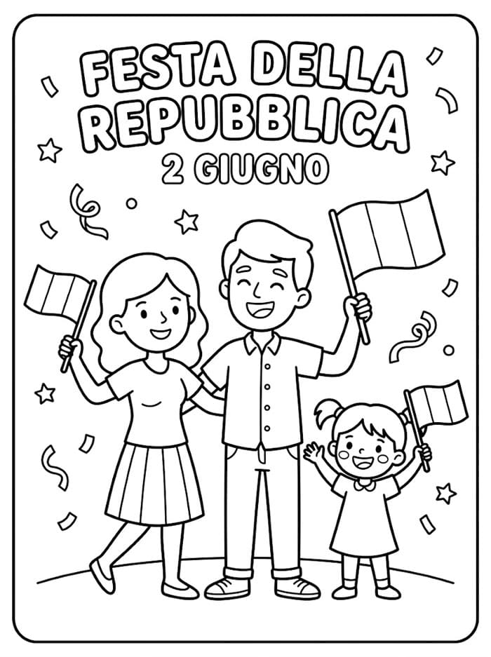 Festa della Repubblica Festa in famiglia da colorare