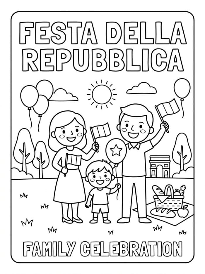Festa della Repubblica Immagine della Festa della Famiglia da colorare