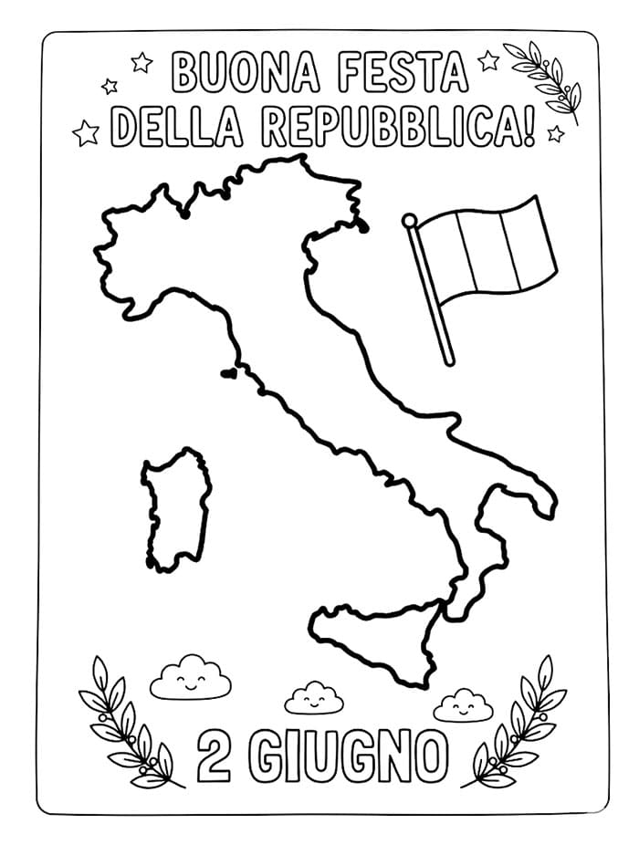Festa della Repubblica Mappa Italia da colorare