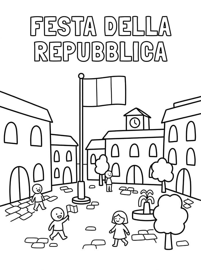 Festa della Repubblica Piazza della Repubblica gratuita da colorare