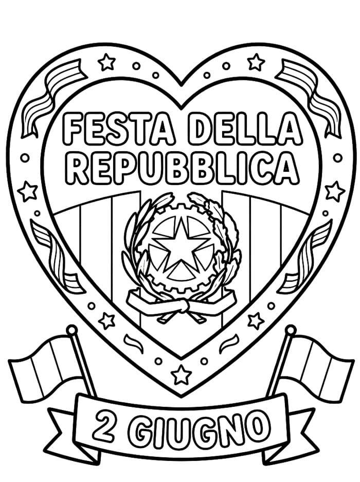 Festa della Repubblica Profilo del cuore da colorare