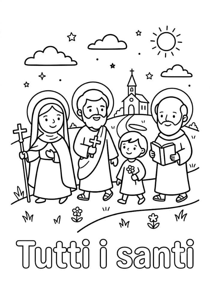 Festa di Tutti i santi facile da colorare