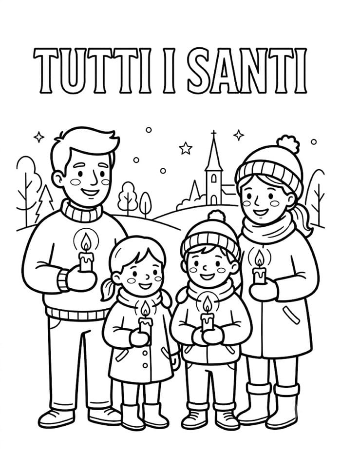 Festa di Tutti i santi in famiglia da colorare