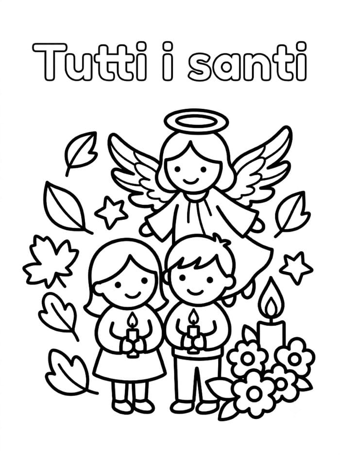 Festa di Tutti i santi molto semplice da colorare