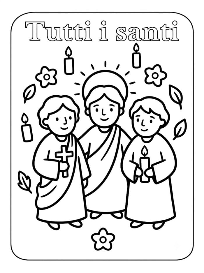 Festa di Tutti i santi semplice da colorare