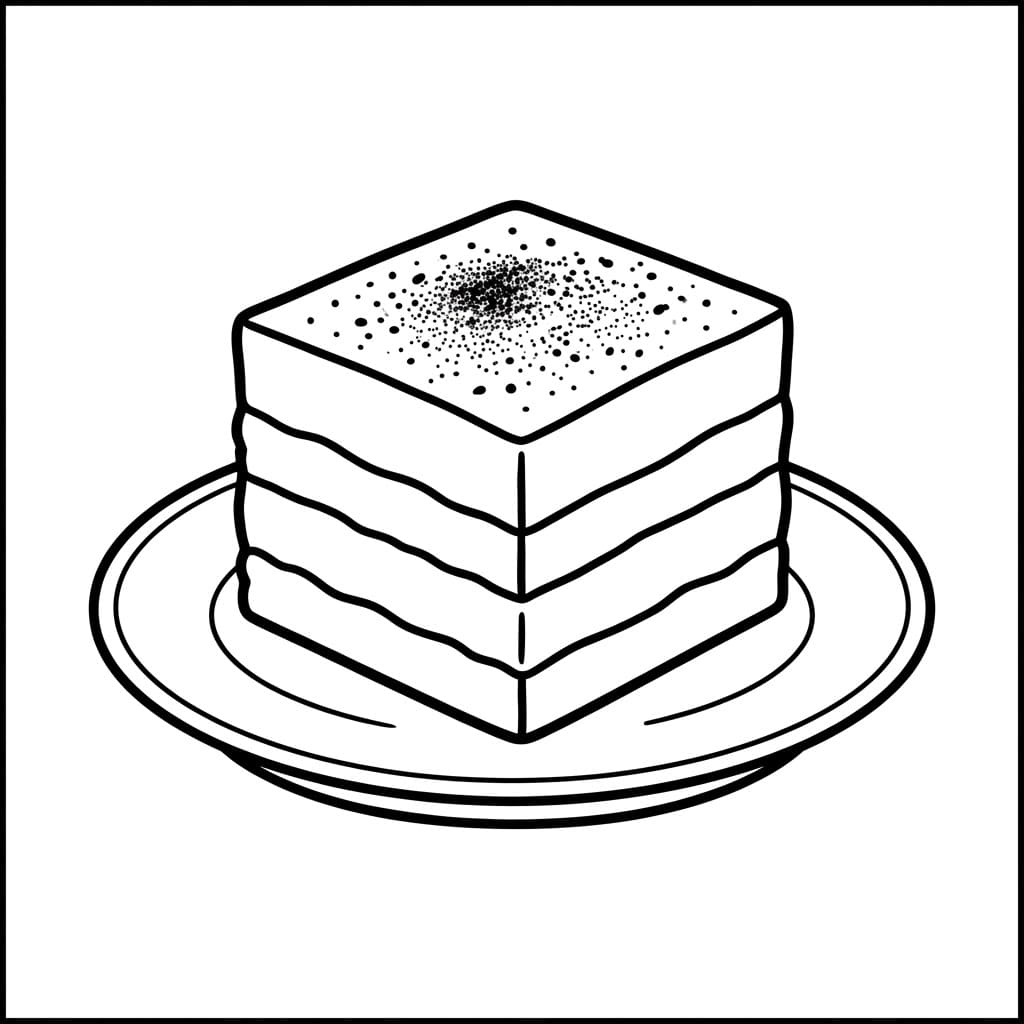 Fetta Quadrata di Tiramisù da colorare