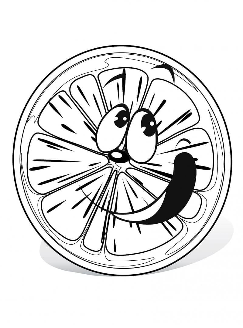 Fetta d'arancia felice da colorare