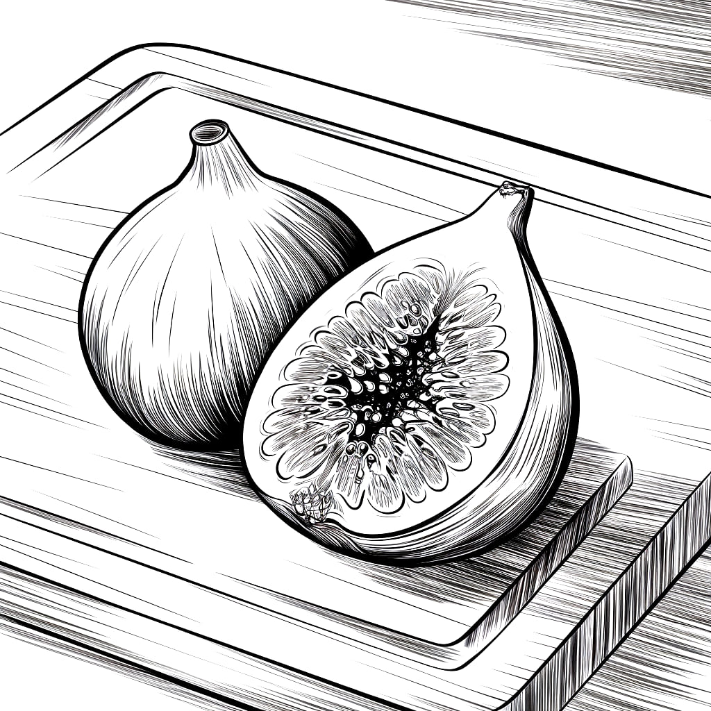 Fichi su un piatto da colorare