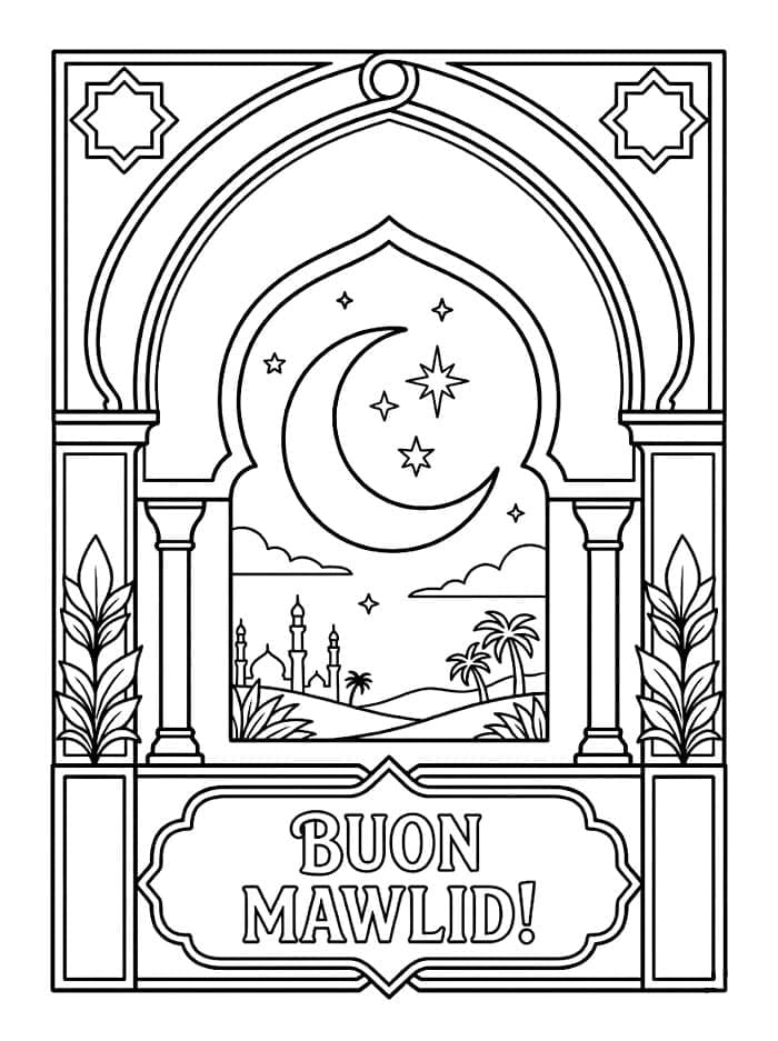Finestra di Luce del Mawlid da colorare