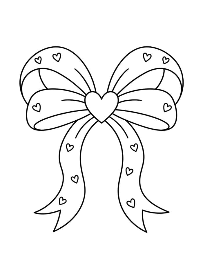 Fiocco a forma di cuore da colorare