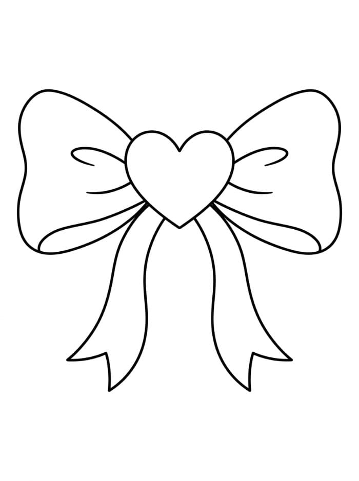 Fiocco con cuore da colorare