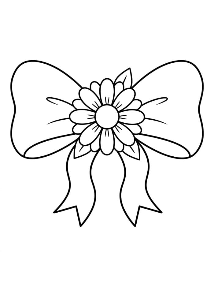 Fiocco con fiore da colorare