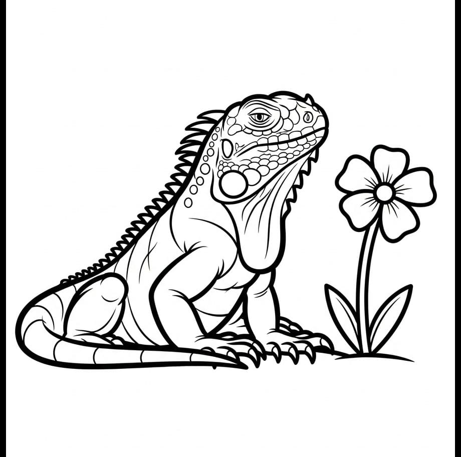 Fiore e Iguana da colorare Fiore e Iguana da colorare