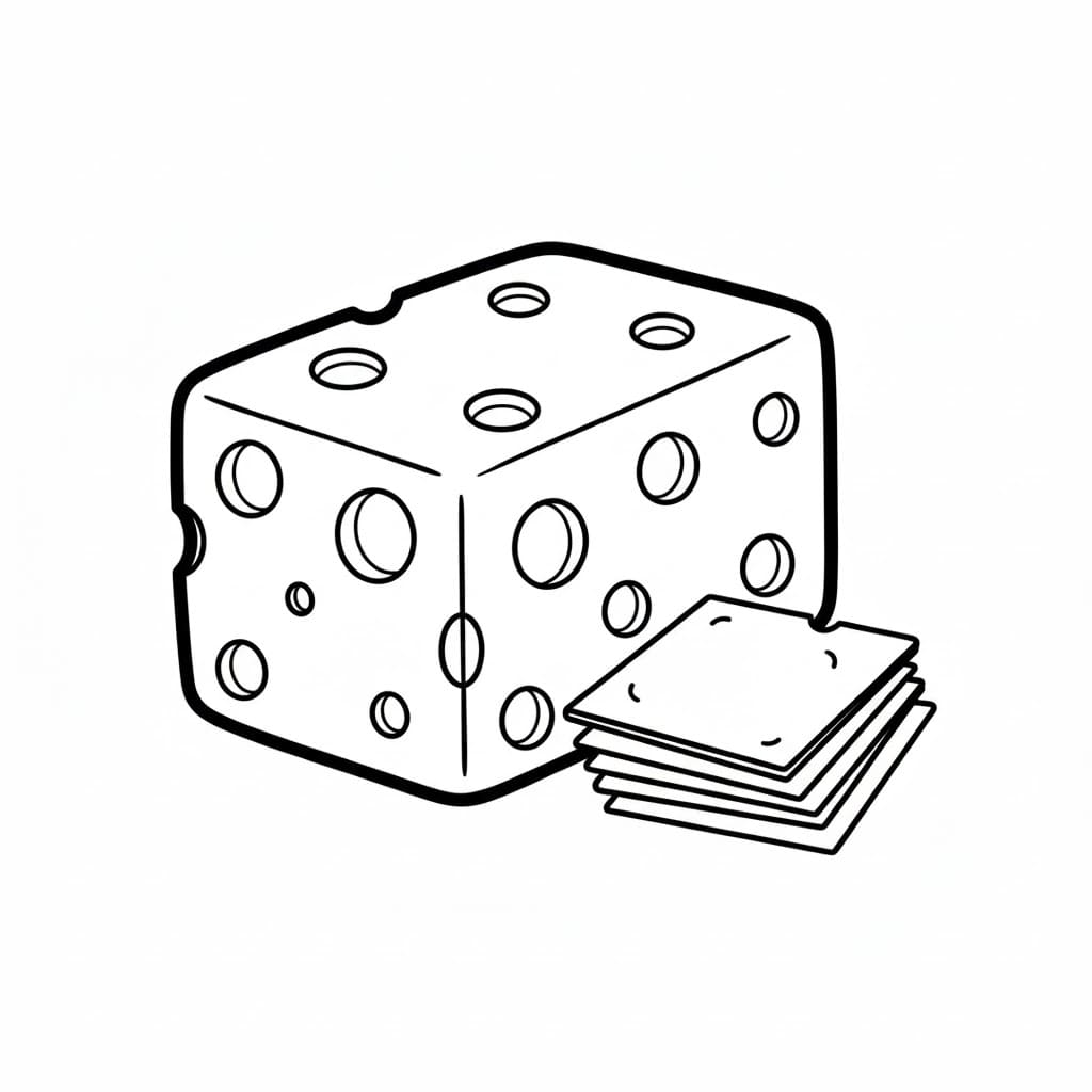 Formaggio e fette da colorare